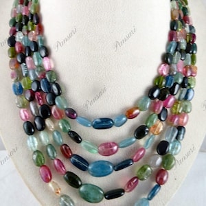 Multi Tourmaline & Aquamarine Beads Necklace – 848 Ct Best Color Gemstones for Women