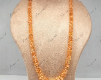 Yellow Citrine Faceted Round Bead Necklace 541 Ct Party Jewelry