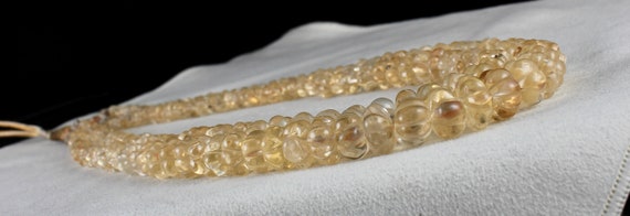 Natural Yellow Citrine Beads Carved Round 2 L 558… - image 4