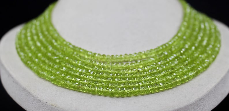 7 Line 623 Cts Natural PERIDOT FACETED ROUND Beads Semi-Precious Necklace