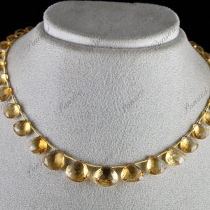 Citrine Heart Teardrop 122 Ct Yellow Gemstone Beaded Necklace
