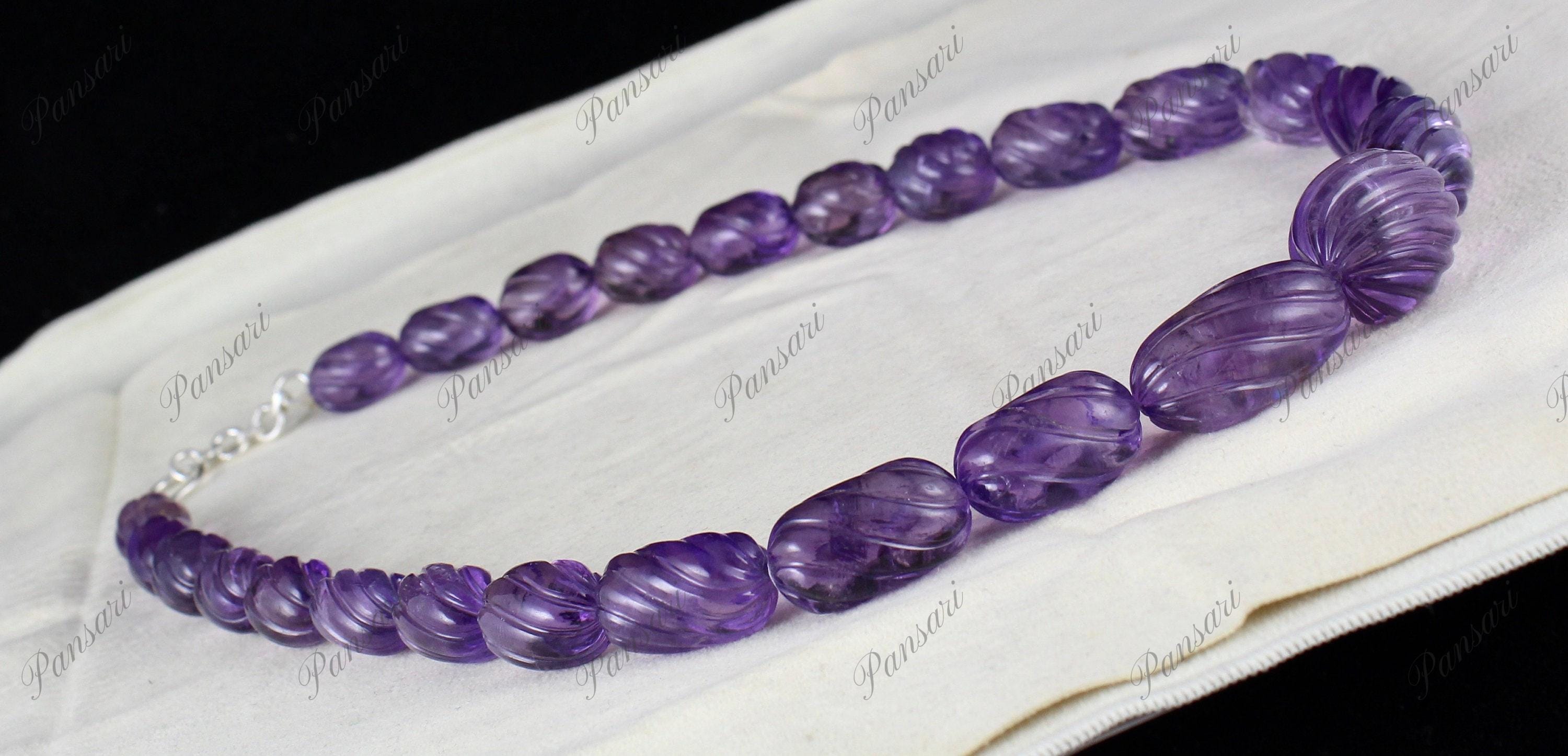 Collier Perles De Culture Naturelles Ovales Et Améthyste - Occasion Bon état, Origine France