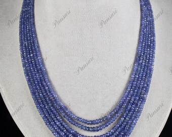 Natural Blue Tanzanite Faceted Rondelle Beads Necklace – 312 Ct 6-Line Jewelry