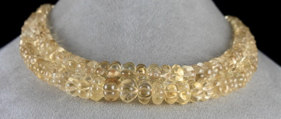 Natural Yellow Citrine Beads Carved Round 2 L 558… - image 3