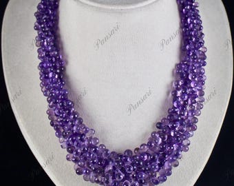 Natuurlijke amethist kralen druppelvormige 1005 kt paarse edelsteenketting
