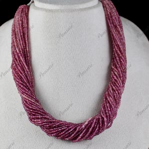 Natural Pink Tourmaline Beads Faceted 915 Ct Certified Gemstone Silver Necklace