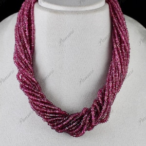 Natural Pink Tourmaline Faceted Beads Necklace – 868 Ct Gemstone with Silver Detailing