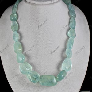 Natural Blue Aquamarine Tumble Nugget Beads Necklace – 1236 Ct Statement Gemstone Strand