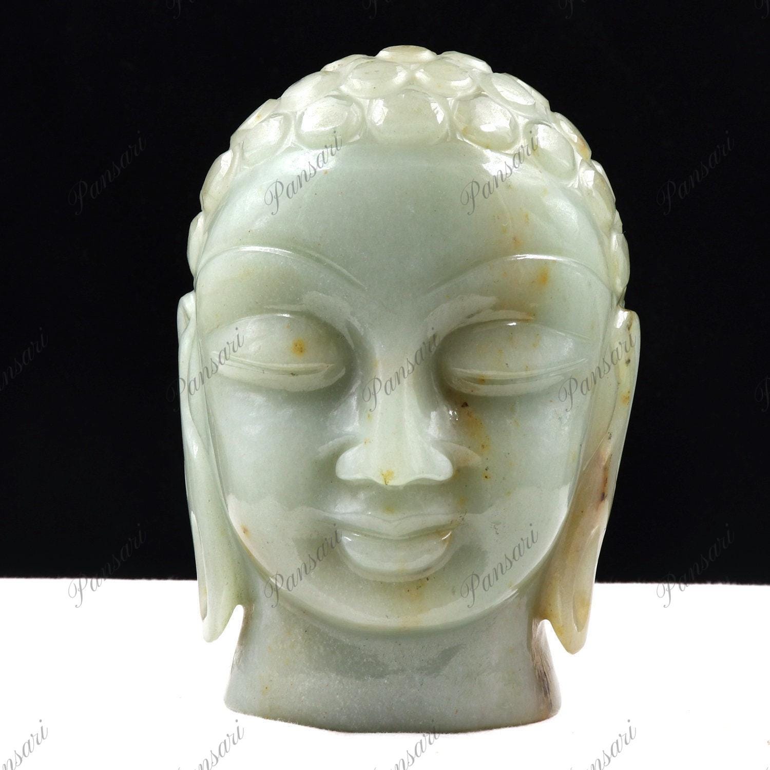 インド産白翡翠仏頭像 – 7915カラット 室内装飾用 - Etsy 日本