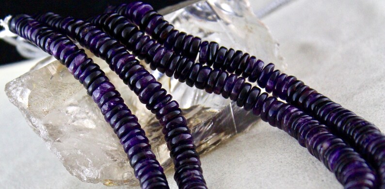 Old Special 2 Line 781 Cts Natural Dark AMETHYST BUTTON SHAPE Beads Necklace With Silk Cord