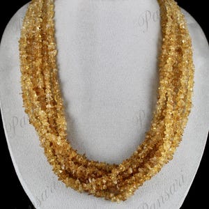Natural Yellow Citrine Uncut Beads Necklace – 9 Line 1325 Ct Gemstone Jewelry