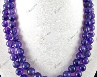 Finest 11MM 800 Carats Natural Amethyst Round Beads Necklace