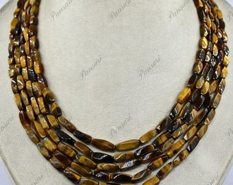 Tiger's Eye Fancy Beads Necklace 5 Line 679ct Natural Gemstone Jewelry Gift