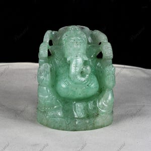 Natural Emerald Quartz Lord Ganesha Statue – 4 Inch, 3280 Ct Gemstone Home Decor
