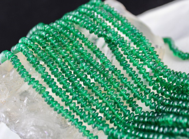 Special 7 Line EMERALD Color Natural GREEN Quartz Round BEADS Necklace