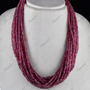 Natural Pink Tourmaline Beaded Necklace 15 L 798 Cts Facet Gemstone Silver Clasp