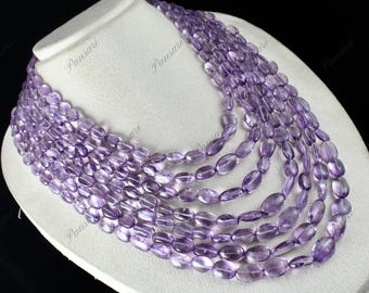 Natural Amethyst Beads Long Necklace – 7 Line 1434 Ct Fashion Gemstone Jewelry