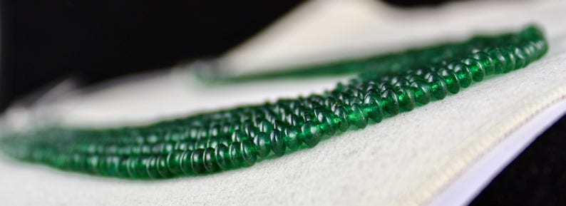 Special 7 Line EMERALD Color Natural GREEN Quartz Round BEADS Necklace
