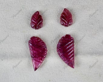 Natural Pink Tourmaline Carved Pair – 28.18 Ct 4-Pcs Loose Gemstones for Earrings