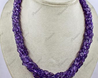 Amethyst Lange Perlenkette 6 Line 628ct mit Silberhaken