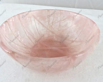 Exclusive 760 Carats Natural Rose Quartz Handcrafted Bowl – Elegant Home Decor