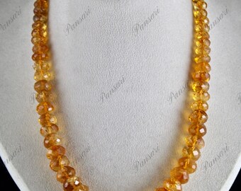 Collar redondo facetado de cuentas de citrino amarillo natural (1 línea, 509 quilates)
