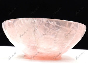 Handcrafted Natural Rose Quartz Carved Bowl – 1185 Carats Gemstone Home Decor