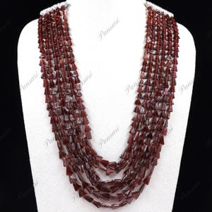 Garnet Fancy Beaded Necklace 6 Line Natural Gemstone Jewelry for Women