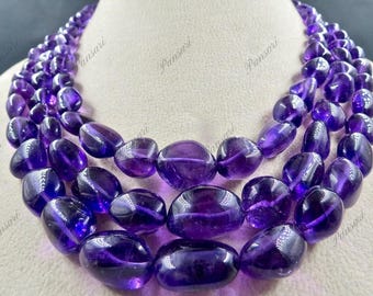 Natürliche Amethyst Perlen Tumble 3L 917 Ct Lila Edelstein-Halskette