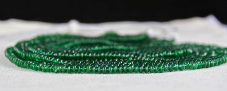 Special 7 Line EMERALD Color Natural GREEN Quartz Round BEADS Necklace