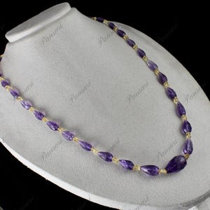 Citrine & Amethyst Faceted Beads Necklace 232ct Natural Gemstone Jewelry Gift
