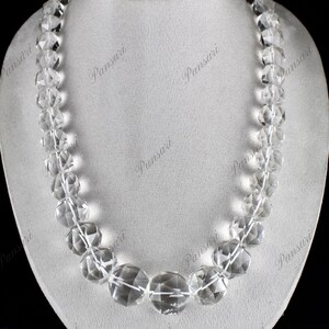White Rock Crystal Quartz Necklace - Faceted Beads, 1 Line, 1604 Carats Gemstone Jewelry