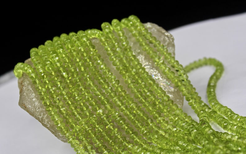 7 Line 623 Cts Natural PERIDOT FACETED ROUND Beads Semi-Precious Necklace