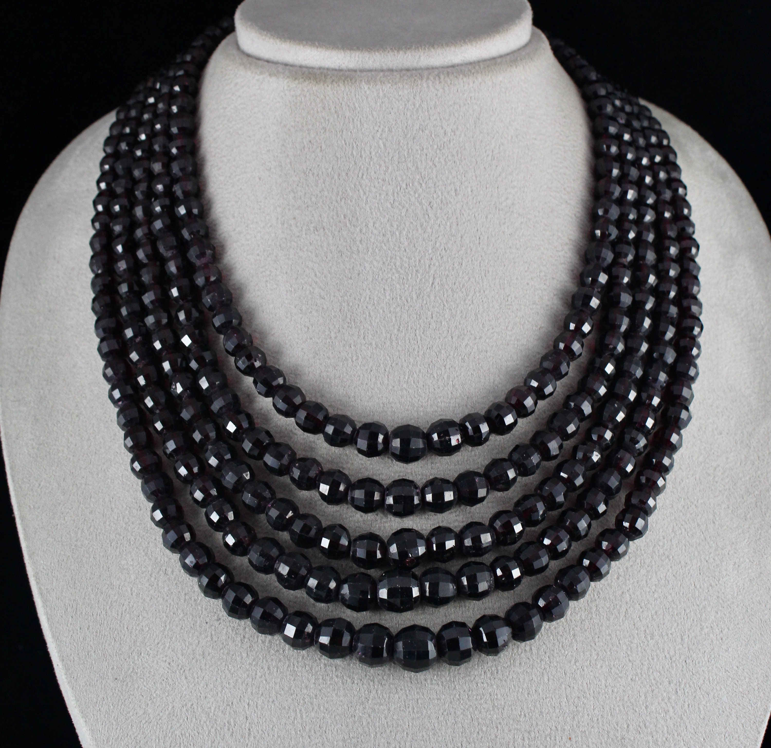 Natural Beaded Necklace 5 Line 1859 Carats Round Etsy UK