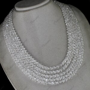 Rock Crystal Quartz Beads Faceted Round Necklace – 932 Ct 5-Line Fine Gemstone Jewelry