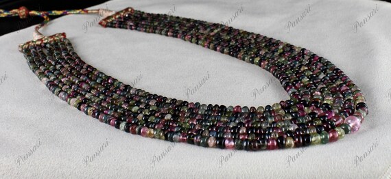 Natural Multi-Color Tourmaline Round Bead Necklac… - image 9