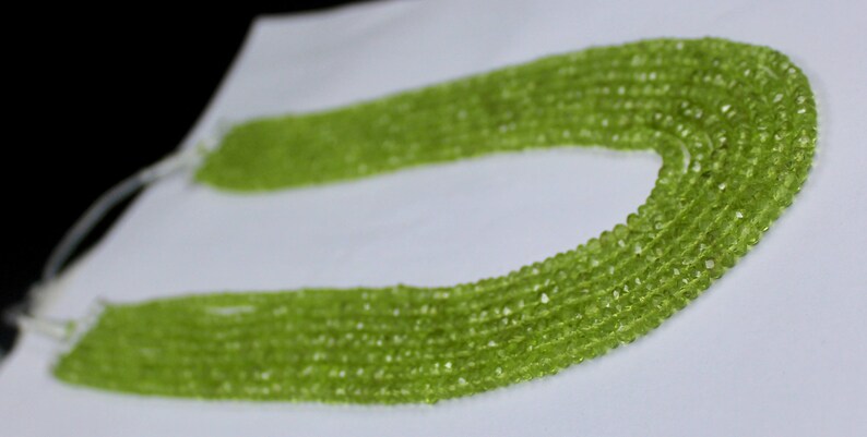 7 Line 623 Cts Natural PERIDOT FACETED ROUND Beads Semi-Precious Necklace