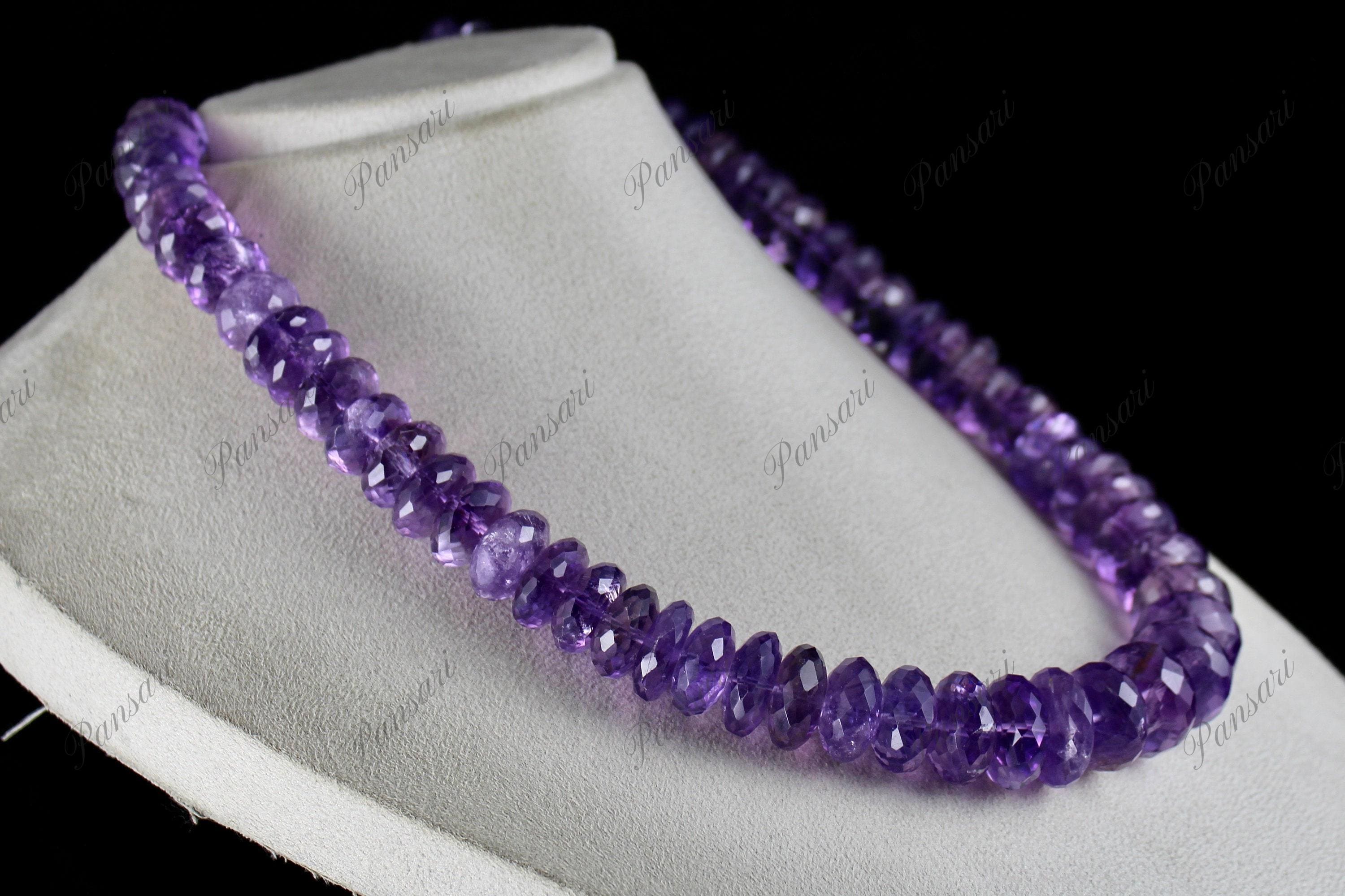 Collana In Ametista Sfaccettata Rondelle 2x4 Mm - Argento 18 Pollici - Fatto A Mano