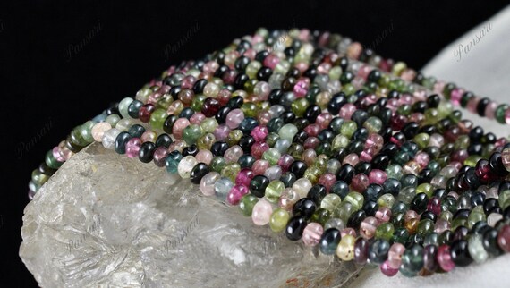 Natural Multi-Color Tourmaline Round Bead Necklac… - image 6