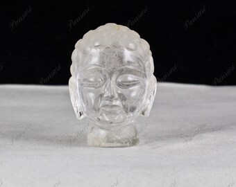 Crystal Quartz Buddha Statue - 2.5” Natural Gemstone Carving - Home & Office Decor