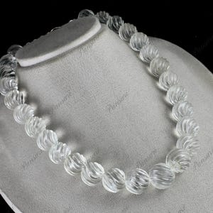 Natural Rock Crystal Quartz Engraved Round Beads Necklace – 1116 Ct Gemstone
