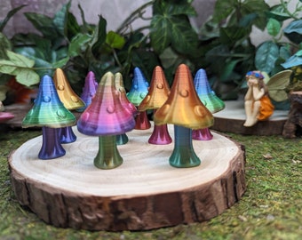 Fairy Garden Mushrooms, 3 Fairy Garden Multi-Color Mushrooms, Fairy Garden Accessory, Miniature Garden Accessory, Miniature Mushrooms