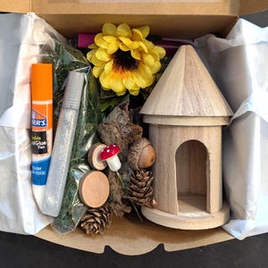 Make Your Own Fairy House Kit, Fairy or Gnome Garden House Kit with Natural Woodland House Supplies, Fairy Garden House for Miniature Garden