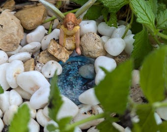Handmade Miniature Fairy Garden Pond: Sparkling Terrarium Accessory
