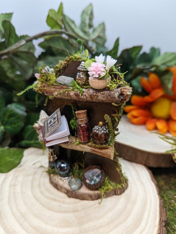 Fairy Bookshelf Fairy Garden Accessories Fairy Garden Book Shelf Fairy Furniture Fairy Garden Miniatures Fairy Bookshelf With Potions Etsy UK