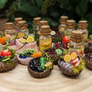 Fairy Garden Miniature Food Bowls & Baskets, Fairy Accessories, Fairy Food, Fairy Accessories, Miniature Food, Fairy Garden, Dollhouse Food