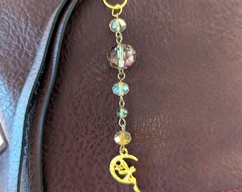 Fairy Bag Charm: Glass Beads & Golden Fairy Pendant