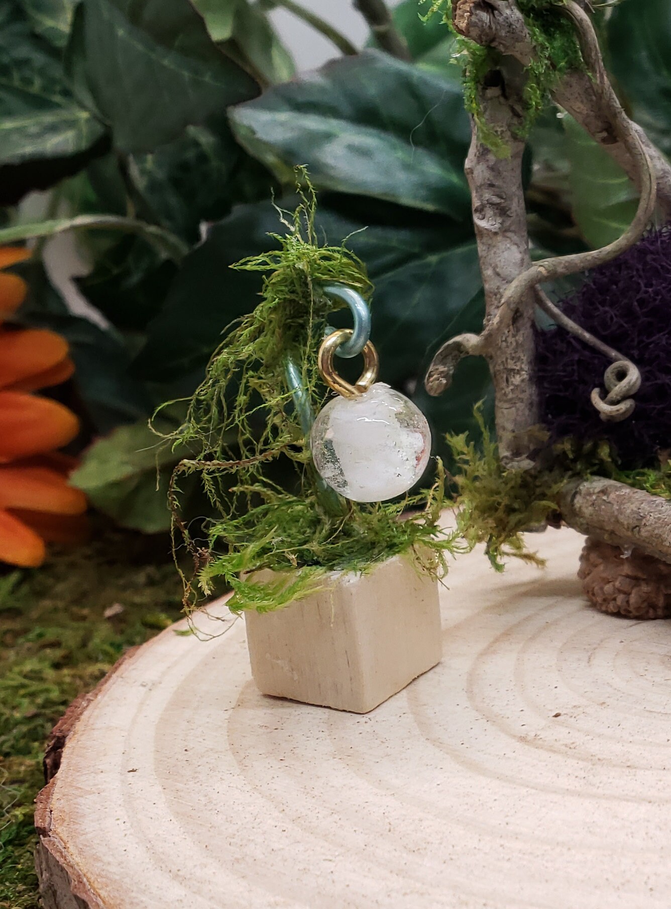 Handmade Natural Fairy Garden Couch Made From Wood, Fairy Garden