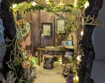 Miniature Fairy Potion Room: Handmade Enchanted Scene w/ Accessories, Fairy Garden Decor