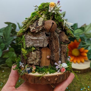 Mini Handmade Natural Fairy House for your Fairy Garden or Tiny Garden with Fairies or Gnomes - Wood Indoor Fairy House